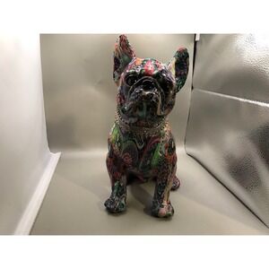 Interior Illusions Plus Sitting Flower French Bulldog With Necklace 8" Tall